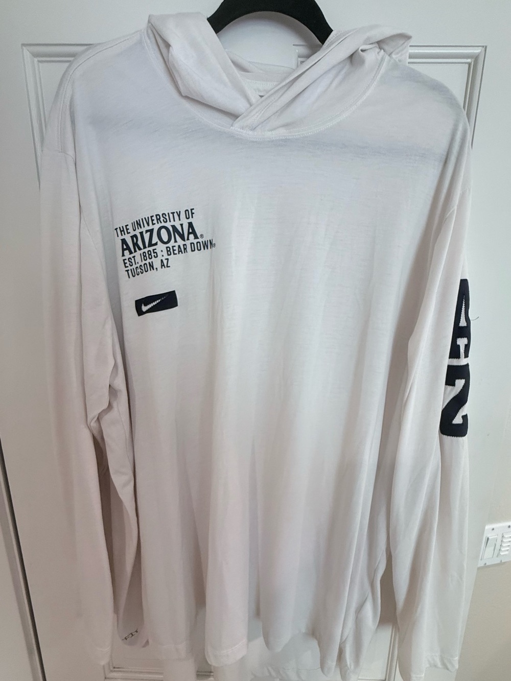 Nike White University of Arizona Long-Sleeve Hooded Tee